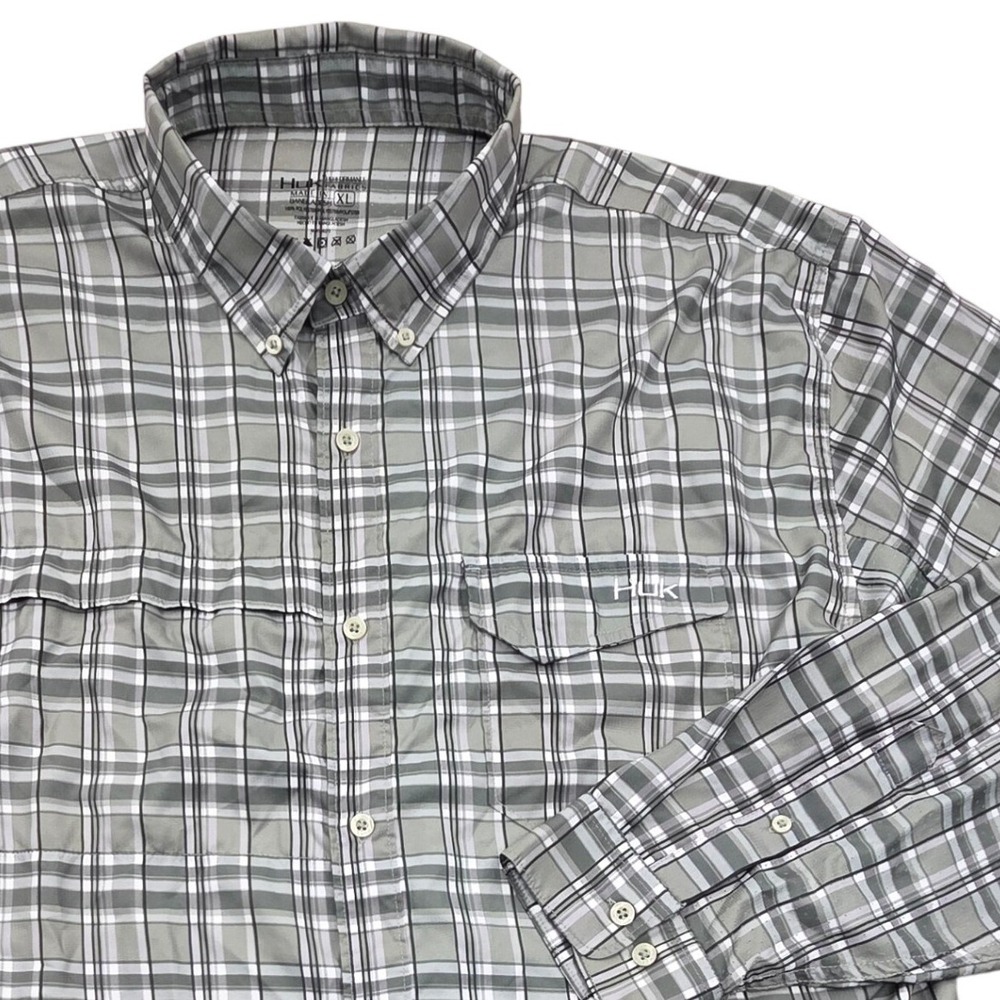 Huk Tide Point Plaid Woven Long Sleeve Shirt H1500063 Green Mens XL